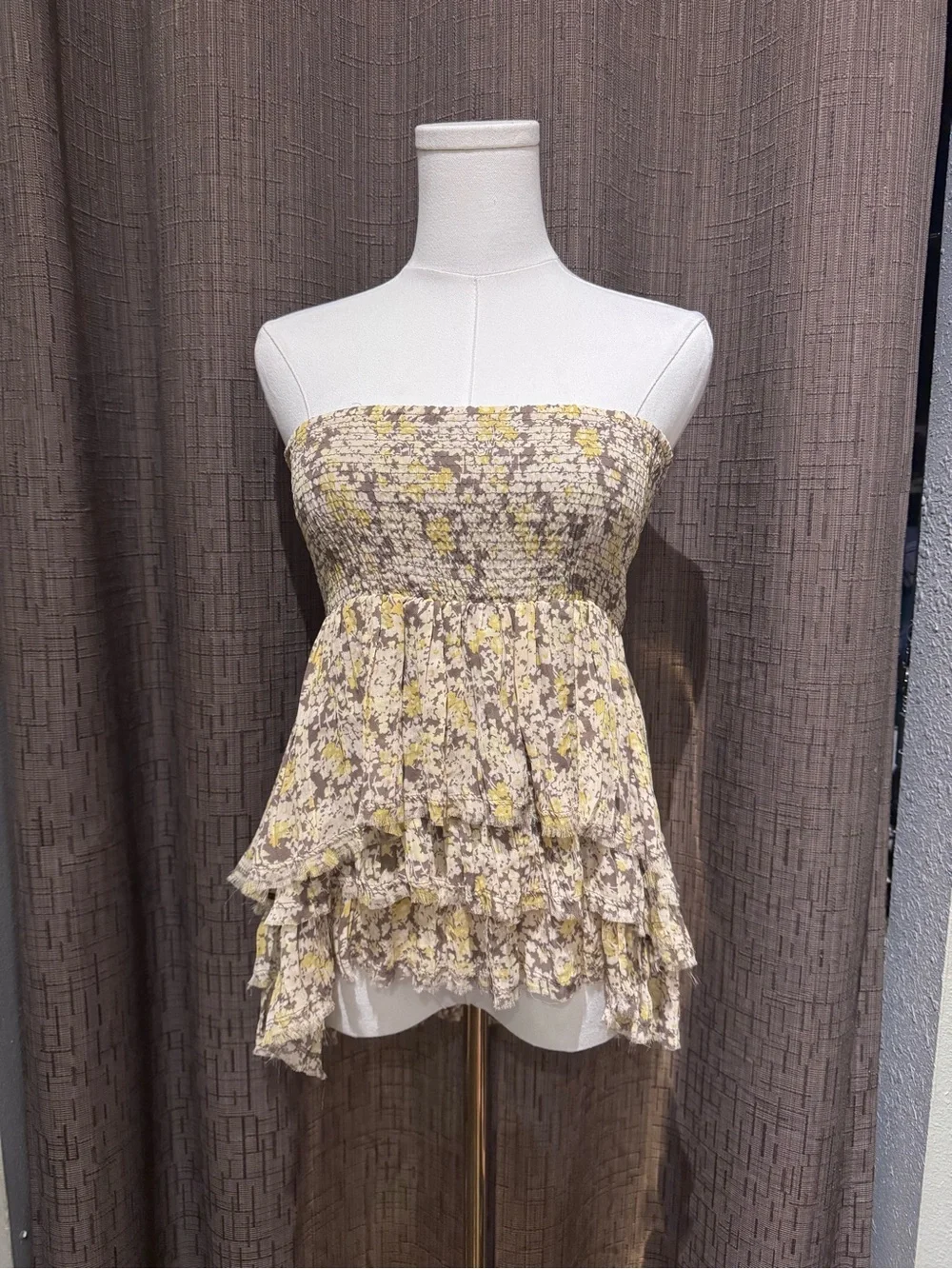 Free People Smocked Floral Tube Top - Size SP